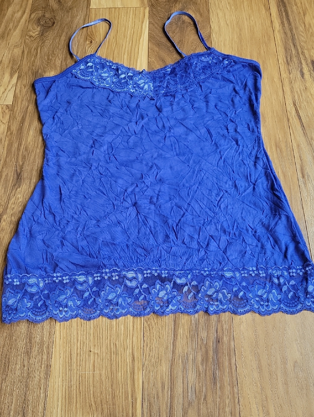 Maurices Royal Blue Lace Trim Spaghetti Strap Camisole Tank Top Size Medium Laye - Picture 3 of 6